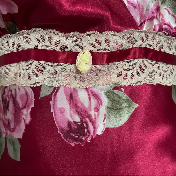 Vintage Slip Satin Silk Floral Lace Romantic Whimsical Sexy Coquette Fairy Dress - Picture 5 of 13